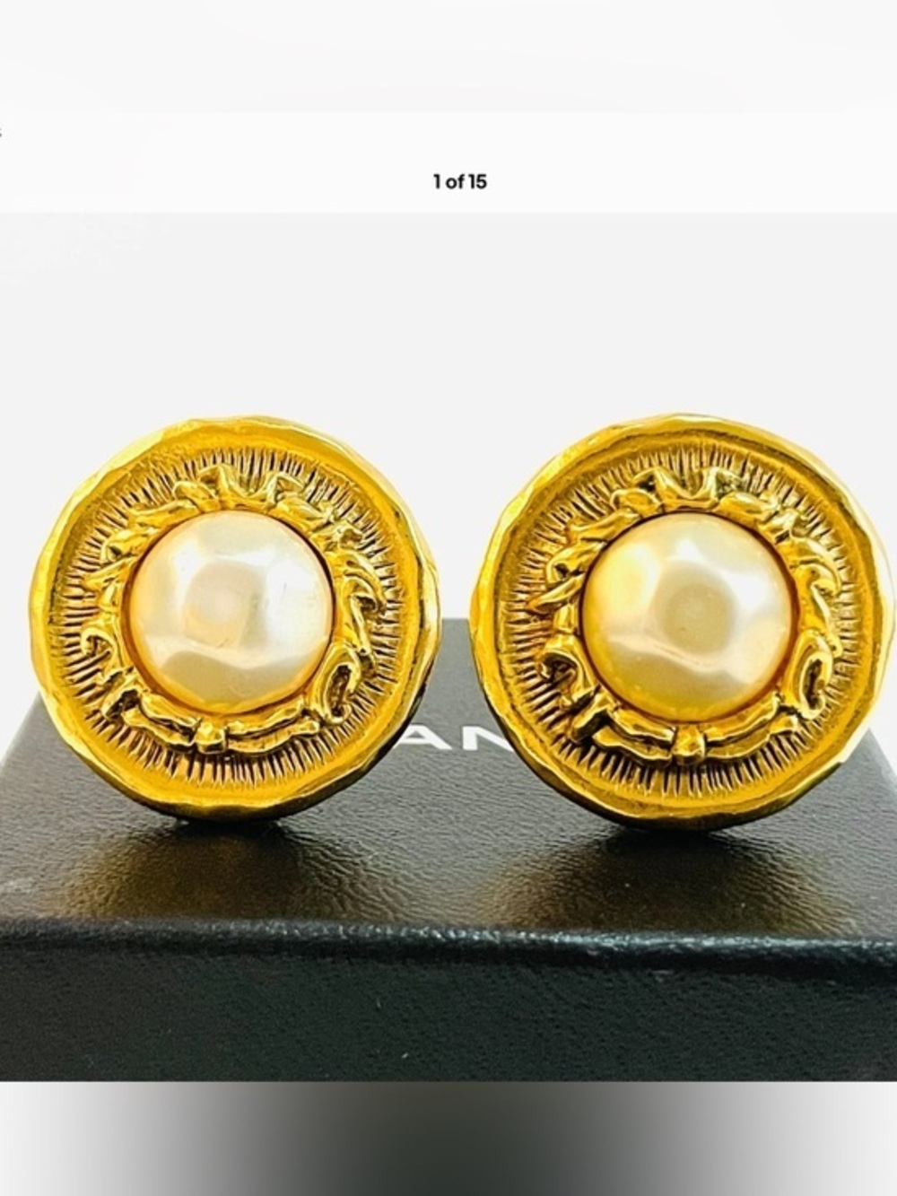 CHANEL Gold-Tone Pearl Button Earrings